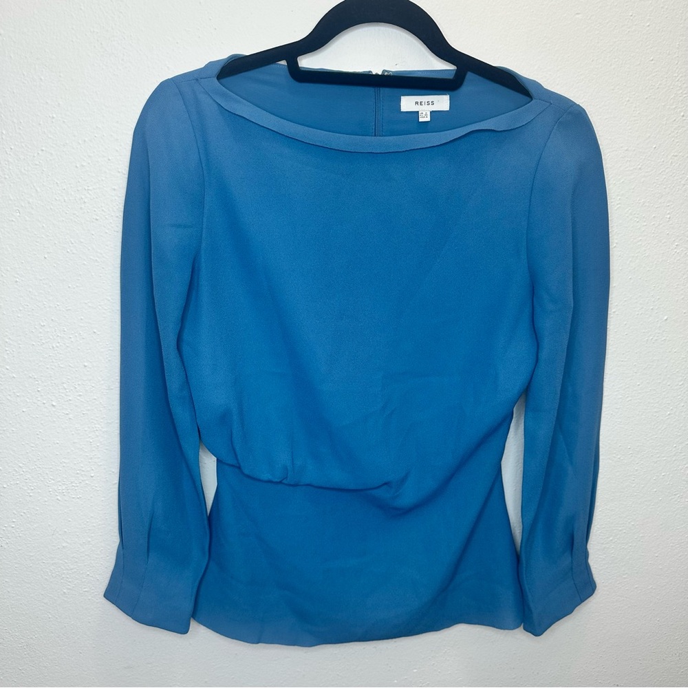 Reiss Blue Rounded Neck Top Size 4